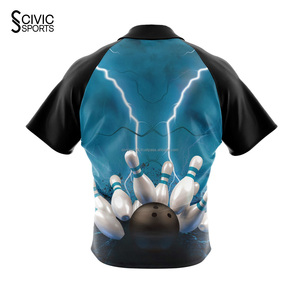 Breathable Polyester Adults Sportswear Custom Logo Printing <b>Bowling</b> Club Jersey Short custom - Product Image 2