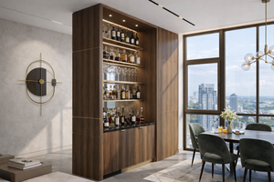Modern Wooden Home Bar Cabinet With 4 Shelves And <b>Storage</b> For Living Room Furniture Contemporary Design - Product Image 5