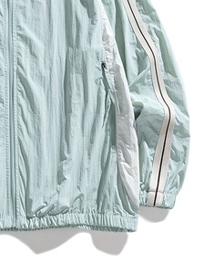 <b>Light</b> Green Hooded Windbreaker <b>Jacket</b> Unisex Quick Dry Polyester Canvas Casual Autumn Sporty Zipper Closure Loose Fit Regular - Product Image 2