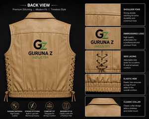 Gilet sans manches en PU pour homme GURUNA Z INDUSTRY, logo brodé, poches zippées sur le devant, coupe-vent, toutes saisons - Product Image 2