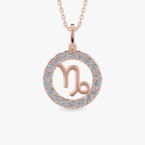 Colgante de Plata 925 con Moissanita del Zodiaco Capricornio, con Halo de Diamantes Redondos, Amuleto Clásico para Regalo Unisex - Product Image 1