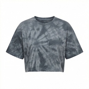 Camiseta Corta de Algodón para Mujer, Color Personalizado, Estampado Digital, Tie Dye, Ropa Deportiva, Fitness, Gimnasio, Entrenamiento - Product Image 1