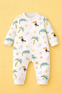 Mono de Bebé de Manga Larga con Botones a Presión, de Algodón Orgánico Interlock, Suave, Transpirable, de Secado Rápido, con Diseño Estampado, Unisex, para Verano - Product Image 4