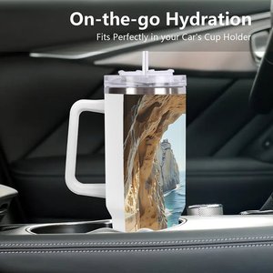 Custom <b>Insulated</b> Tumbler 40oz Stainless Steel Travel <b>Mug</b> With Handle For Outdoor Use - Product Image 3