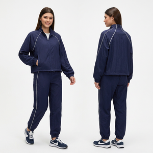 Women's Breathable Polyester <b>Track</b> <b>Jacket</b> Full Sleeve Stand Collar Zipper Closure Solid Color Regular Fit All Seasons - Product Image 5