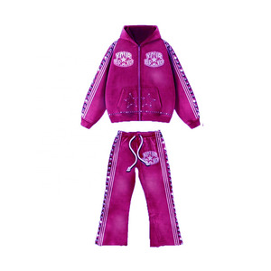 Survêtement unisexe tendance en molleton 100% coton, style streetwear, avec impression sérigraphique et strass effet soleil délavé, collection Equality Premium - Product Image 4