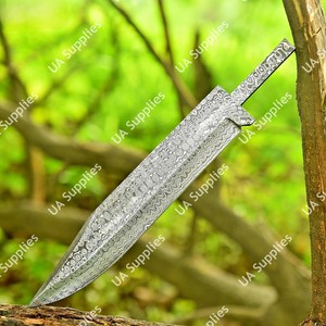Cuchillo Bowie de Caza de Acero Damasco de Alta Calidad con Patrón de Gota de Lluvia, Hoja Completa, Suministros para Fabricación de Cuchillos, Hojas en Blanco OEM - Product Image 4