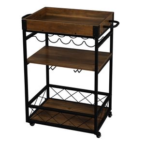 Carrello di Servizio Industriale Stile Vintage per Bar e Cucina, Design Moderno in Legno, Acciaio, Ferro e Plastica - Product Image 4