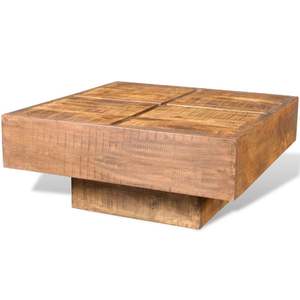 Mesa de Centro Pequeña y Resistente de Madera de Mango Marrón Sólido - Product Image 4