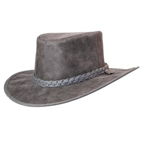 Sombrero de Vaquero de Cuero Gris Desgastado Personalizado para Hombre, Sombrero Western de Ala Ancha con Banda Trenzada, Venta al por Mayor OEM - Product Image 4