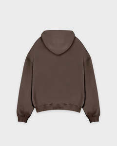 เสื้อฮู้ดซิปเต็มตัวสีน้ำตาลมอคค่าพรีเมียม ผ้าฝ้ายฟลีซหนานุ่ม สไตล์สตรีทแวร์ร่วมสมัย ผู้ผลิตแบบ OEM ODM - Product Image 4
