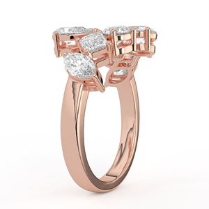 Anillo Artístico de Diamantes Multiforma con Corte Mixto Marquesa, Esmeralda, Redondo y Pera en Oro Amarillo, Joyería Abierta - Product Image 4