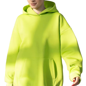 เสื้อสเวตเชิ้ตคอกลมโอเวอร์ไซส์สำหรับผู้หญิง สีพื้น แขนยาว ทรงหลวม ระบายอากาศได้ดี ผลิตจากผ้าถักโพลีเอสเตอร์/คอตตอนบุซับใน - Product Image 3