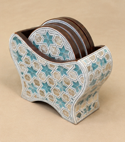 Ensemble de sous-verres en mosaïque faits à la main avec support décoratif, sous-verres géométriques incrustés pour la décoration de table à la maison