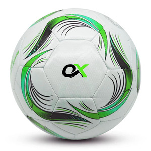 Ballons de football sur mesure fabriqués par Oxva Industries Football Factory, cousus à la machine, en cuir PU. - Product Image 3