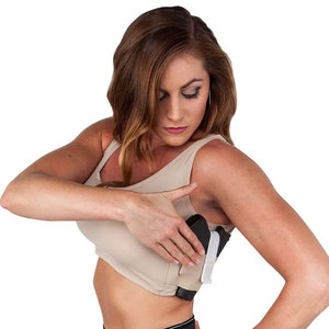 Women Concealed Carry Side Gun Holding Pocket Bra Ladies <b>Compression</b> Spandex Tactical Holster Gun Pocket Sports Bra - Product Image 2