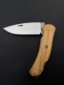 Handmade Natural Wood Grain Handle Industrial Grade Stainless Steel Bushcraft Folding Pocket Knife Drop Point Blade <b>3</b>-Year - Product Image 4