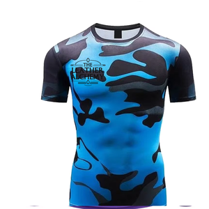 T-shirt de sport pour homme, coupe ajustée, imprimé devant, manches courtes, coton et bambou écologiques, respirant et extensible - Product Image 1
