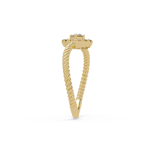 Joyería nupcial vintage para mujer, anillo de compromiso y boda con halo de diamantes cultivados en laboratorio, corte brillante redondo, oro de 14 quilates, banda de cuerda. - Product Image 4