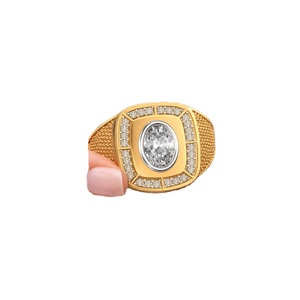 Expensive Classic Moissanite Men's <b>925</b> Sterling <b>Silver</b> 14K Gold Plated Wedding Engagement Anniversary Party Cocktail <b>Ring</b> - Product Image 2