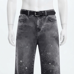 <b>Men's</b> Stonewashed Denim Cargo Pants <b>High</b> <b>Waist</b> Loose Fit Multi Pocket Streetwear Style Autumn Cotton <b>Jeans</b> - Product Image 4