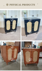 <span class=keywords><strong>Buffet</strong></span> de rangement moderne en rotin <span class=keywords><strong>blanc</strong></span>, style bohème, avec 2 portes cintrées tressées <span class=keywords><strong>et</strong></span> pieds en <span class=keywords><strong>bois</strong></span> massif, pour entrée <span class=keywords><strong>et</strong></span> salon - Product Image 5