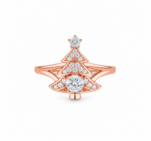 Anillo de Lujo con Diamantes de Laboratorio para Mujer, 0.30ctw, Corte Redondo, Oro Sólido de 14K, Elegante Regalo de Navidad para Fiestas - Product Image 5