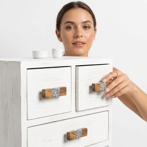 Poignée de meuble rectangulaire moderne en bois et résine pour cuisine, poignée de tiroir durable en T, bouton perlé, Art HBRMW 189 - Product Image 4