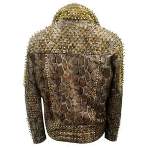 Chaqueta de cuero genuino de vaca, estilo punk, ajustada, con cremallera frontal, a prueba de viento, ecológica, de la marca Metal Spikes, completamente nueva. - Product Image 6