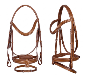 Premium Genuine Leather English Horse Bridle Wholesale Padded Anatomical Flash Bridle <b>Equestrian</b> Horse Riding Tack With Reins - Product Image 1