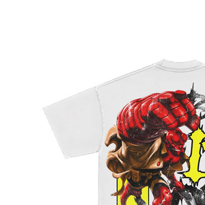 Camiseta Blanca de Manga Corta para Hombre con Estampado de Personajes Personalizado, Cuello Alto, Corte Regular, Formal, 100% Algodón, Tejido de Punto - Product Image 2