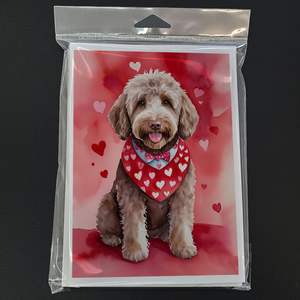 Labradoodle My Valentine Whimsical A7 Tarjetas de felicitación Paquete de 8 tarjetas de notas en blanco con sobres Tamaño 5x7 - Product Image 3