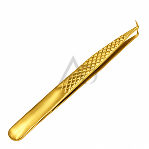 Pince à épiler isolée à 45 degrés pour extensions de cils, en acier inoxydable, avec grip texturé, logo personnalisé, instrument de beauté - Product Image 5