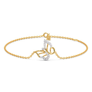 Bracelet chaîne asymétrique avec centre en diamant en forme de papillon ailé - Product Image 2