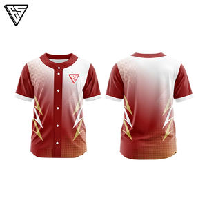 Maillots de baseball et de softball personnalisables, 100% polyester, manches courtes, col en V, séchage rapide, antibactériens, service OEM, nom d'équipe personnalisé - Product Image 3