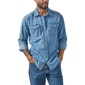 <b>Men's</b> Classic Western <b>Denim</b> <b>Shirt</b> with Snap Button Closure Regular Fit for Authentic Vintage Style and Everyday Comfort - Product Image 2