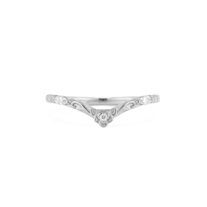 Bague fine pour femme, bijoux de mode, bague minimaliste en chevron incurvé, or massif 18 carats, bague de fiançailles empilable, diamant rond cultivé en laboratoire - Product Image 2