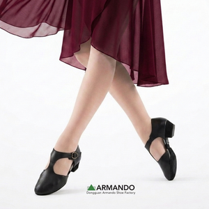 Chaussures de danse en cuir à bride en T style grec, à talon bas, pour la pratique, le ballet, le théâtre et l'enseignement, avec logo personnalisé - Product Image 2