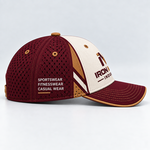 <b>Iron</b> Mark Industry 6-Panel Baseball Cap Embroidered Logo Unisex Adjustable Canvas Jersey Terry 100% Cotton Maroon Beige Casual - Product Image 4