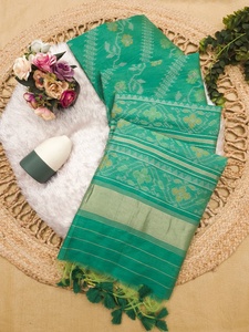 Sari Étnico Indio-Pakistaní de Seda Pura con Bordado Zari, Elegante y Tradicional para Bodas, Uso en Verano e Invierno, de Secado Rápido - Product Image 5