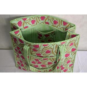 Bolso Tote Acolchado de Algodón con Estampado Floral, Bolso de Hombro con Cremallera, Bolso de Mano para Mujer, Bolso de Compras Estilo Boho Hecho a Mano - Product Image 4