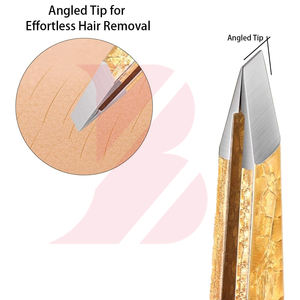 Nouvelles pinces à sourcils colorées en acier inoxydable pour l'épilation fine, outils de maquillage, dégradé noir et or - Product Image 6