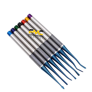 Juego de 7 piezas de instrumentos de extracción de conductos radiculares dentales, hechos de titanio, para procedimientos precisos. - Product Image 5