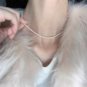 Collar de Perlas de Mijo Naturales Raras de Alta Calidad, Cadena Ultrafina para Clavícula, Versátil, Plegable, con Temperamento Elegante, S925 - Product Image 4