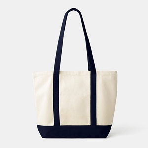Wholesale Custom Printed Cotton <b>Canvas</b> <b>Tote</b> Bag Reusable Eco Friendly Travel Bag Navy Bottom Large Capacity Zipper Closure - Product Image 3
