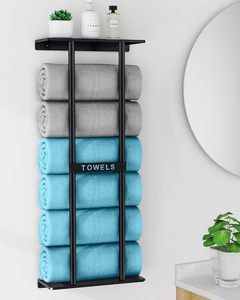 Bathroom Towel <b>Storage</b> with Top Shelf Towel Racks for Bathroom Wall Mounted <b>Bath</b> Towel Bathroom Accessories At Lowest Price - Product Image 4