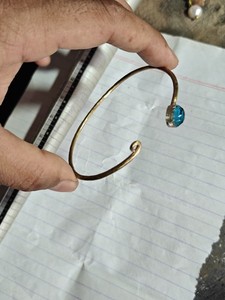 Handmade <b>Copper</b> Open Cuff Bracelet with Blue Quartz Stone Adjustable Boho <b>Bangle</b> Jewelry Wholesale - Product Image 5
