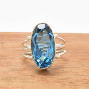 Blue Topaz Gemstone <b>Ring</b> 925 Silver Sky Blue <b>Ring</b> Handmade Elegant Jewelry December Birthstone <b>Ring</b> Dainty <b>Statement</b> <b>Ring</b> - Product Image 3