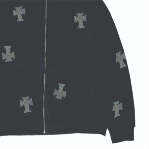 Ensemble de survêtement marron pour homme avec sweat à capuche zippé et pantalon de jogging, motif strass, en molleton de coton, style streetwear, logo personnalisé - Product Image 6