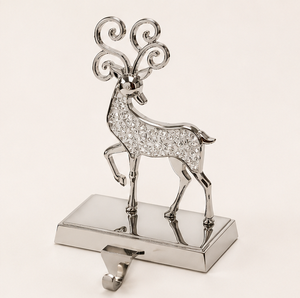 Luxury Reindeer Christmas <b>Stocking</b> Hanger Set Polished Metal 3D Stag <b>Stocking</b> Hooks For Mantle Heavy Duty Decorative Holiday - Product Image 1